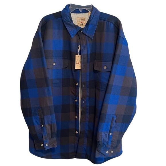 NWT- RedHead Sherpa-Lined Plaid Long-Sleeve Shirt Jacket Shacket, Unisex Size XL - Picture 1 of 10